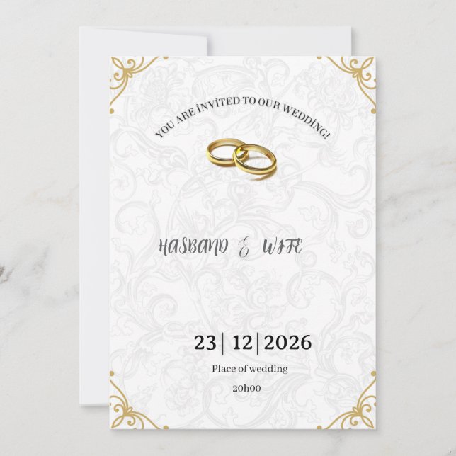 Invitación Timeless Gold Corner Accents Wedding Invite (Anverso)