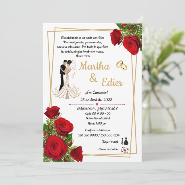 Invitación Timeless Love Red Elegance Wedding Invitation  (Anverso de pie)