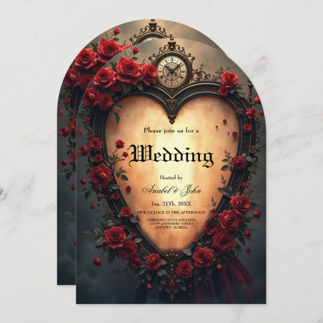 Invitación Timeless Love –Victorian Gothic Wedding Collection (Anverso / Reverso)