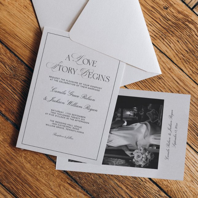 Invitación Timeless Old Money Black and White Wedding (Subido por el creador)