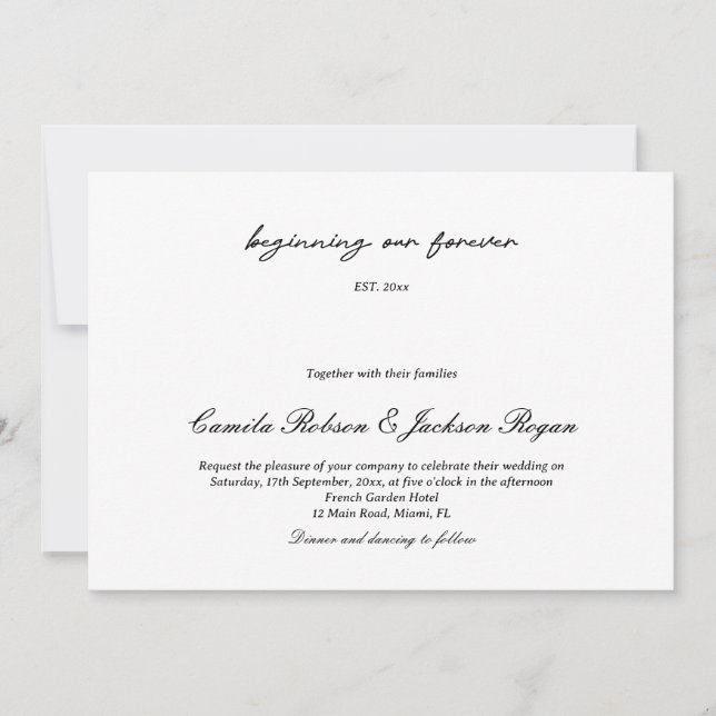 Invitación Timeless Old Money Black and White Wedding Invitat (Anverso)