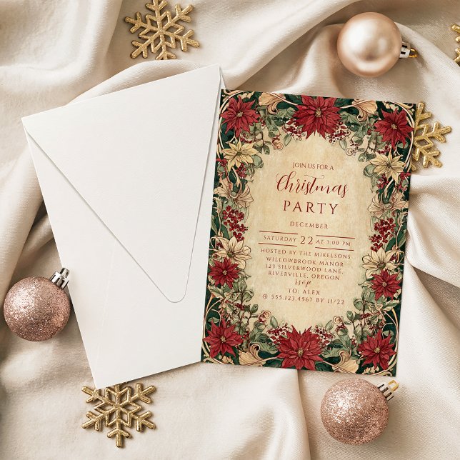 Invitación Timeless Poinsettia Holiday (Subido por el creador)