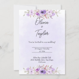 Invitación Timeless Purple Minimalist Floral Wedding 