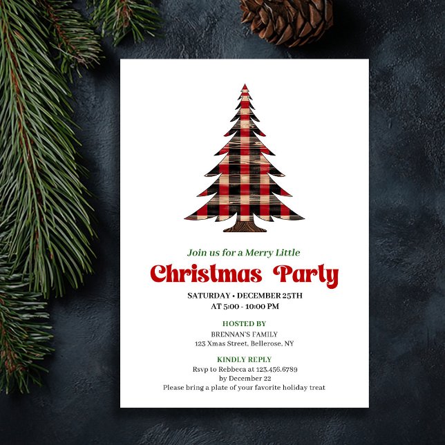 Invitación Timeless Red Black Plaid Christmas Celebration (Timeless Red Black Plaid Christmas Celebration Invitation)