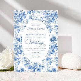 Invitación Timeless Royal Blue Toile de Jouy Wedding Invite