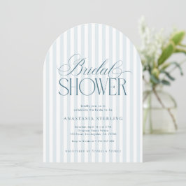 Invitación Timeless Script Blue Stripes Arched Bridal Shower