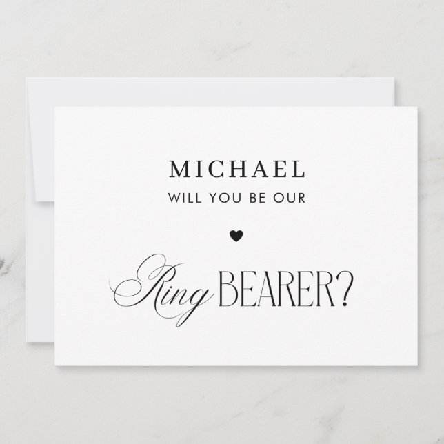 Invitación Timeless Script Elegant Ring Bearer Proposal Card (Anverso)