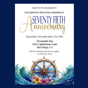 Invitación Timón Náutico de Vela Aniversario de Bodas número 