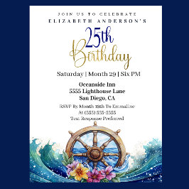 Invitación Timón Náutico de Vela Cumpleaños 21