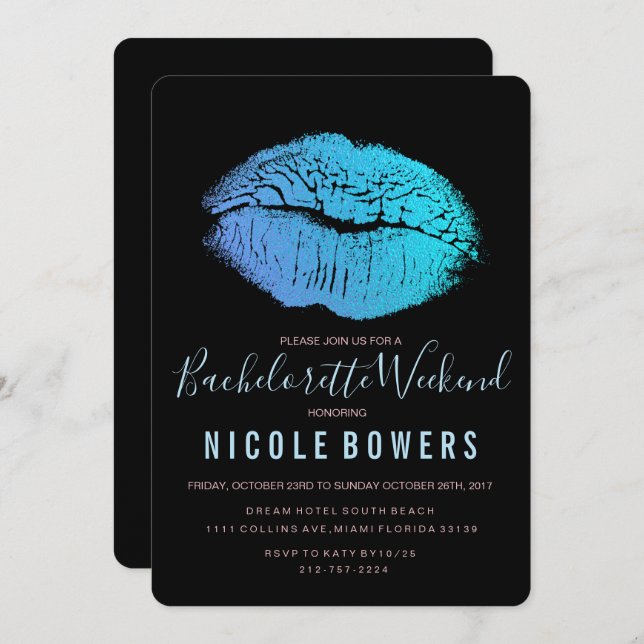 Invitación tineraria Bachelorette Weekend (Anverso / Reverso)