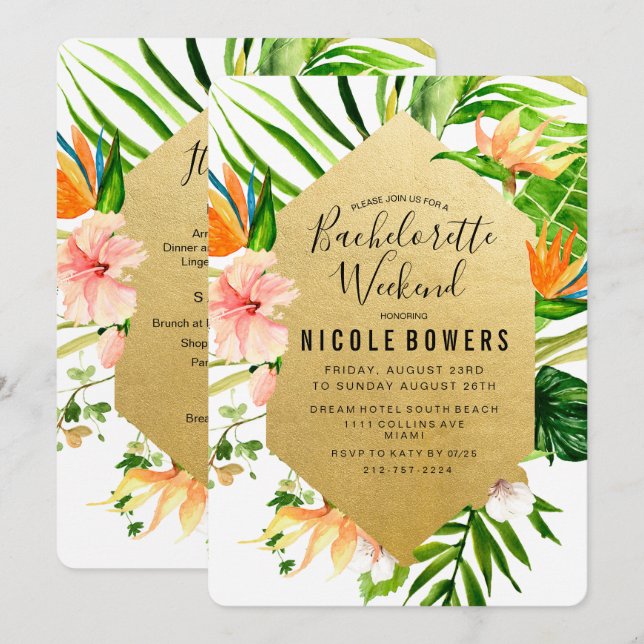 Invitación tineraria Bachelorette Weekend (Anverso / Reverso)