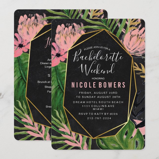 Invitación tineraria Bachelorette Weekend (Anverso / Reverso)