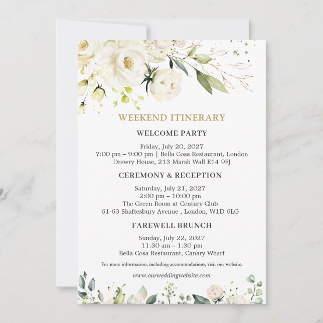 Invitación tineraria de fin de semana de Boda de r (Anverso)