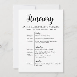 Invitación tineraria minimalista de soltera