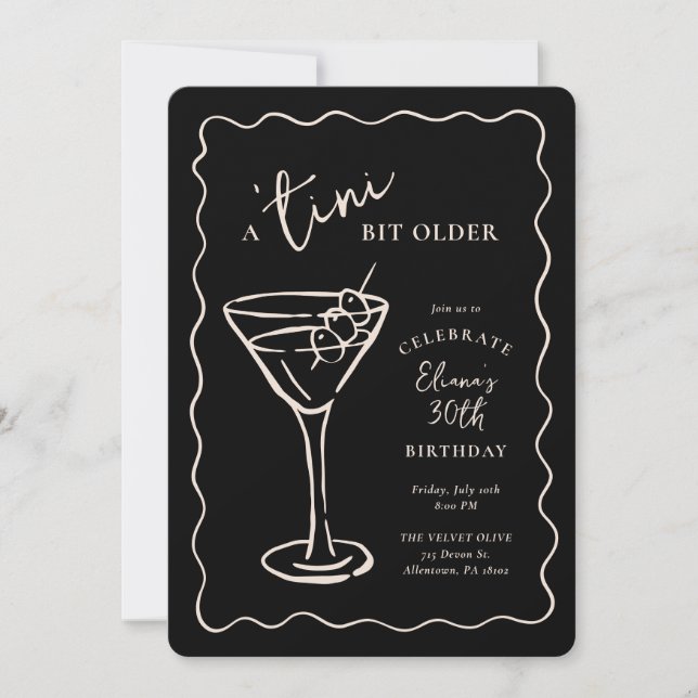 Invitación Tini Bit Mayor 30 Fiesta de cumpleaños (Anverso)