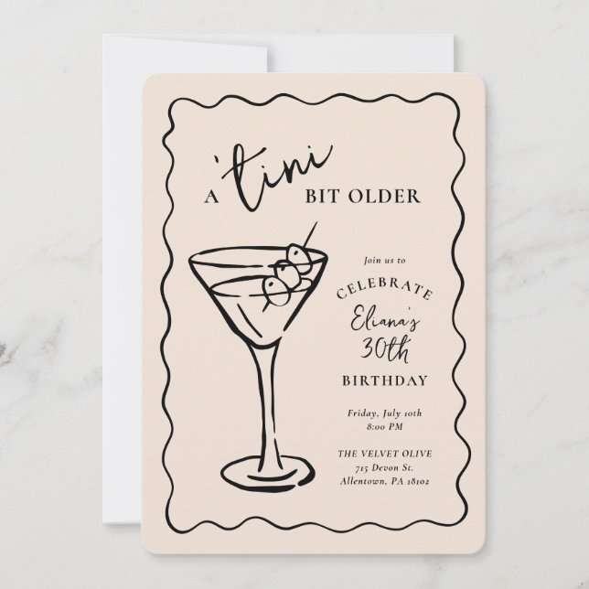 Invitación Tini Bit Mayor 30 Fiesta de cumpleaños (Anverso)