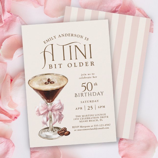 Invitación Tini bit mayor Espresso Martini 50 cumpleaños (Available in both printed and instant download digital formats.)