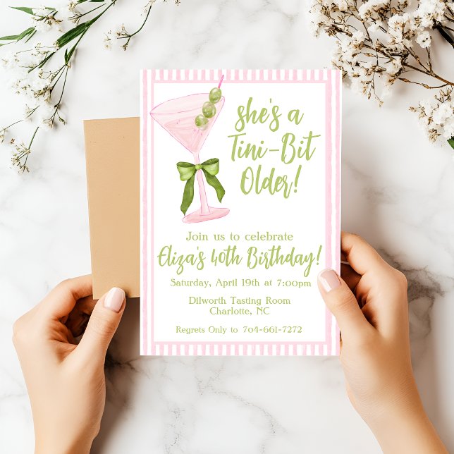 Invitación Tini Bit mayor, Martini Pink y Green Birday (Subido por el creador)