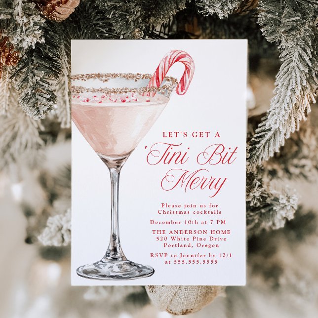 Invitación ‘Tini Bit Merry Candy Cane Martini Fiesta de Navid (Subido por el creador)
