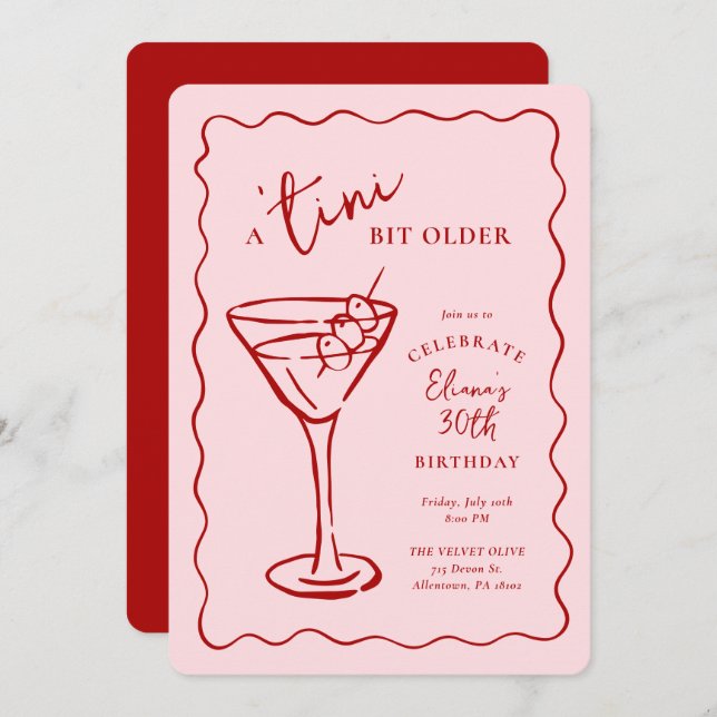 Invitación Tini Bit Older 30th Birthday Party (Anverso / Reverso)