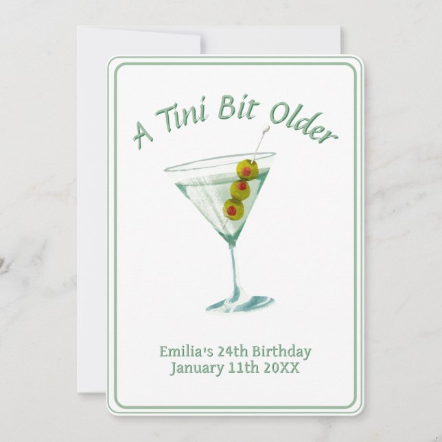 Invitación Tini Bit Older - Tema de la bebida de Olivo (Anverso)
