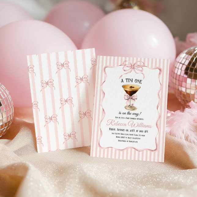 Invitación Tini One Bow Coffee Espresso Martini Baby Shower (Subido por el creador)
