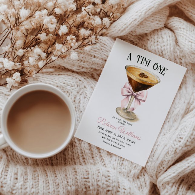 Invitación Tini One Bow Espresso Martini Café Baby Shower (Subido por el creador)