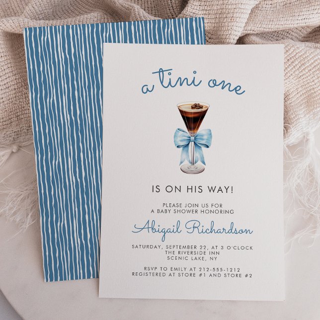 Invitación Tini One Espresso Martini Blue Boy Baby Shower (Subido por el creador)