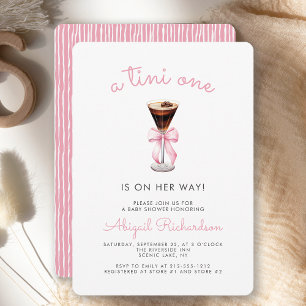 Invitación Tini One Espresso Martini Fiesta de Bebé Niña Rosa