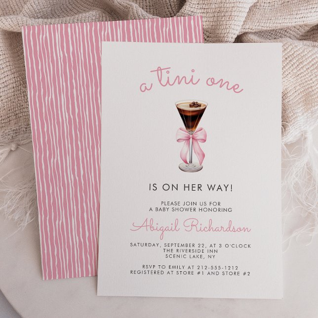 Invitación Tini One Espresso Martini Pink Girl Baby Shower (Subido por el creador)