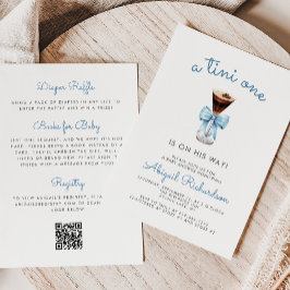 Invitación Tini One Espresso Martini QR Code Boy Baby Shower