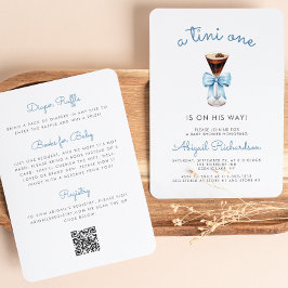 Invitación Tini One Espresso Martini QR Code Boy Baby Shower