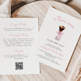 Invitación Tini One Espresso Martini QR Code Girl Baby Shower