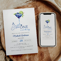 Tini Uno En Camino Martini De Acuarela Baby Shower