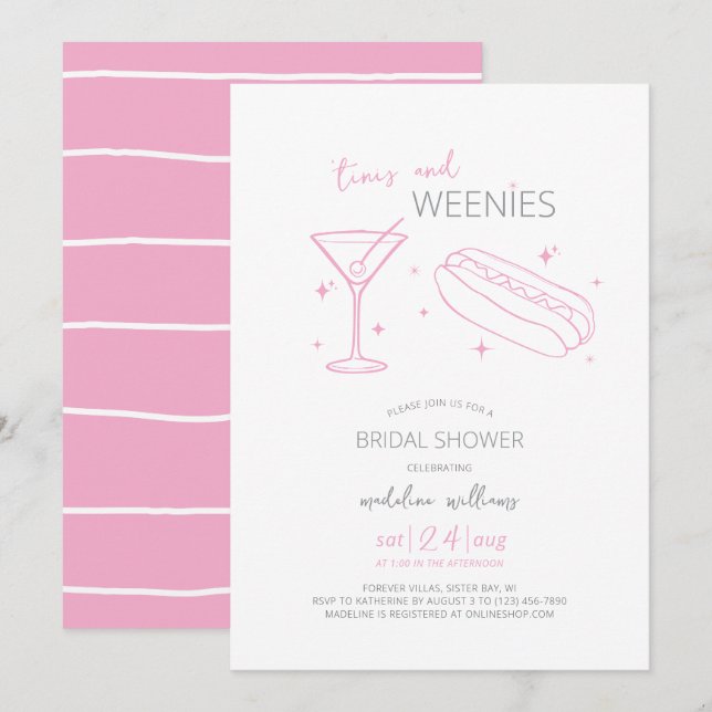 Invitación Tinis and Weenies Vintage Bridal Shower (Anverso / Reverso)