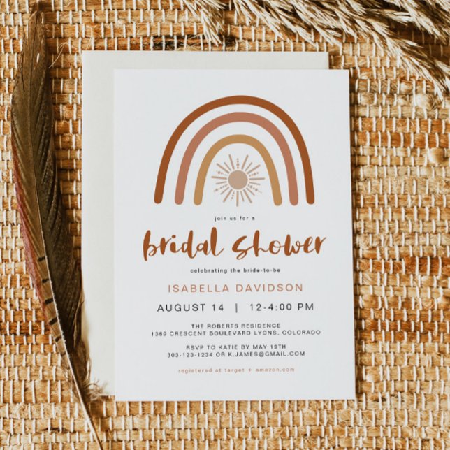Invitación TINLEY Boho Terracotta Rainbow Sun Bridal Shower (Subido por el creador)