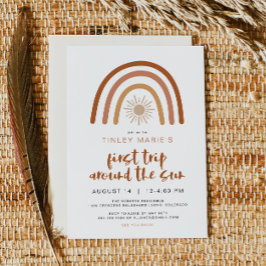 Invitación TINLEY Boho Terracotta Sol arcoiris Primer cumplea