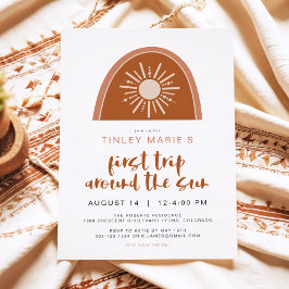 Invitación TINLEY Boho Terracotta Sol arcoiris Primer cumplea
