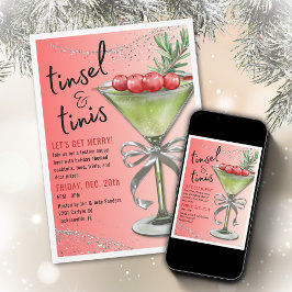 Invitación Tinsel & Tinis Holiday Party Invitation