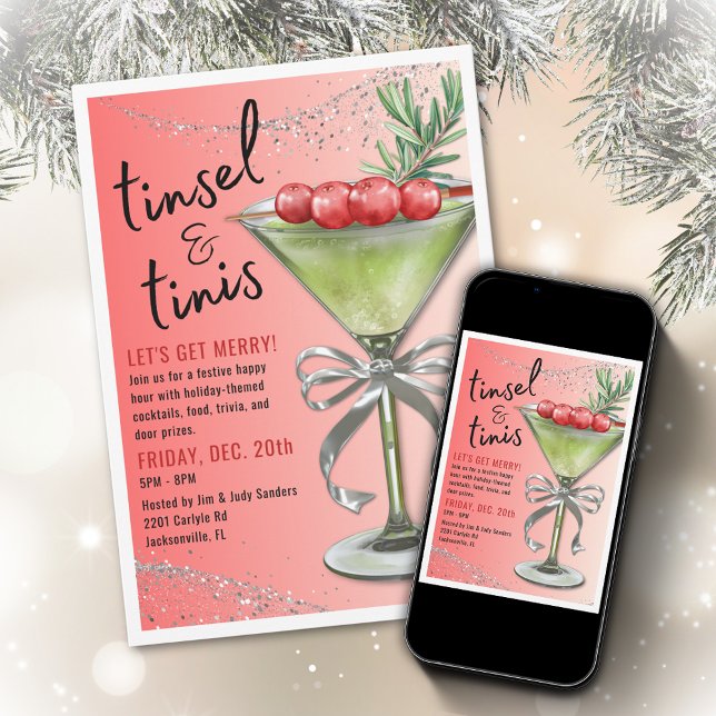 Invitación Tinsel & Tinis Holiday Party Invitation (Subido por el creador)