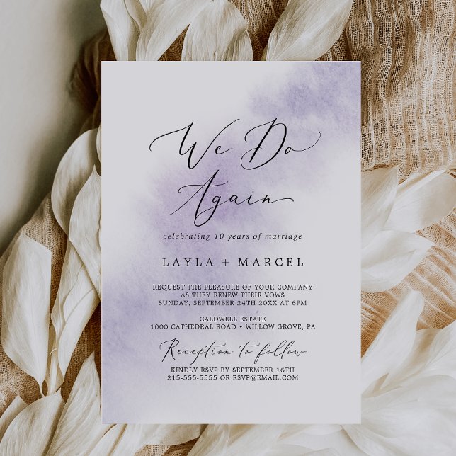 Invitación Tinta Acuarela | Morado Renovamos Nuevamente los V (Subido por el creador)