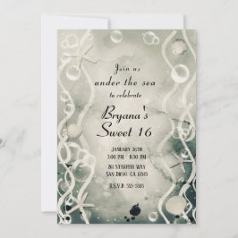 Invitación Tinta acuarela Splash Pearl Grey Under Sea Sweet  