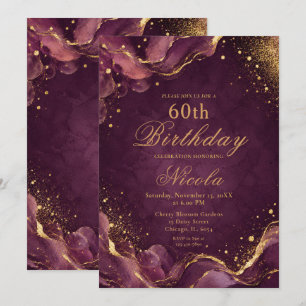Invitación Tinta Alcohólica Elegante Ciruela y Oro