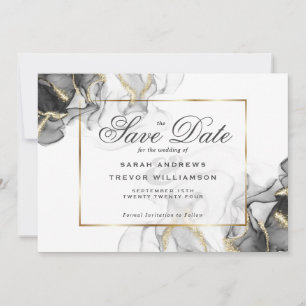 Invitación Tinta Alcohólica Negra y Dorada Elegante