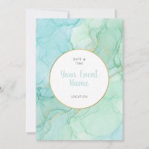 Invitación Tinta Alcoholica Verde Menta Verde Teal con Hoja d