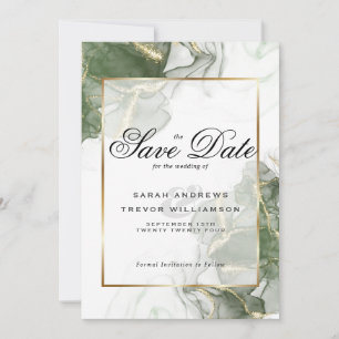 Invitación Tinta Alcohólica Verde y Dorado Elegante