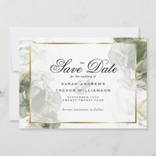 Invitación Tinta Alcohólica Verde y Dorado Elegante