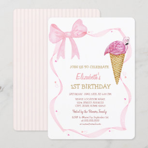 Invitación Tinta Cumpleaños Rayado Helado Arco