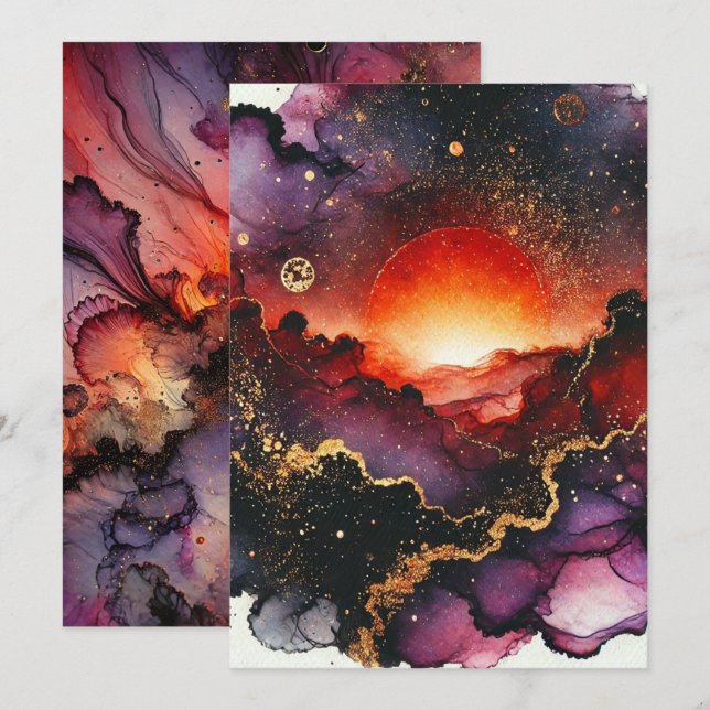 Invitación Tinta de alcohol de Halloween imprimible fantasmal (Anverso / Reverso)