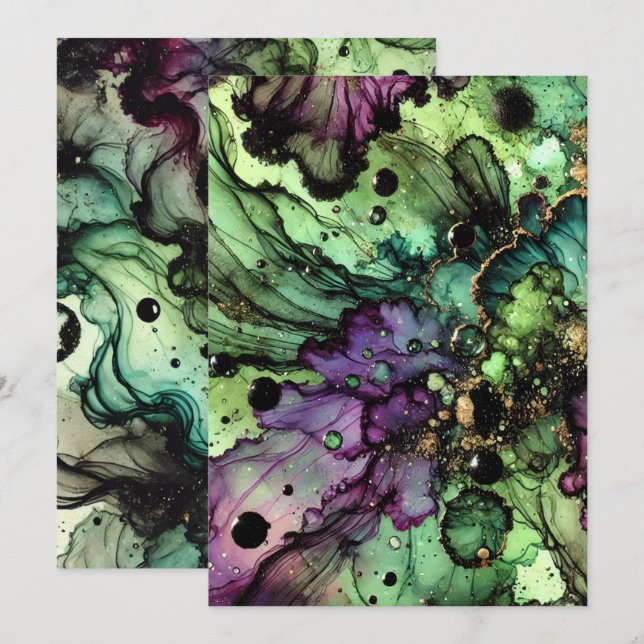 Invitación Tinta de alcohol imprimible de bruja de Halloween (Anverso / Reverso)